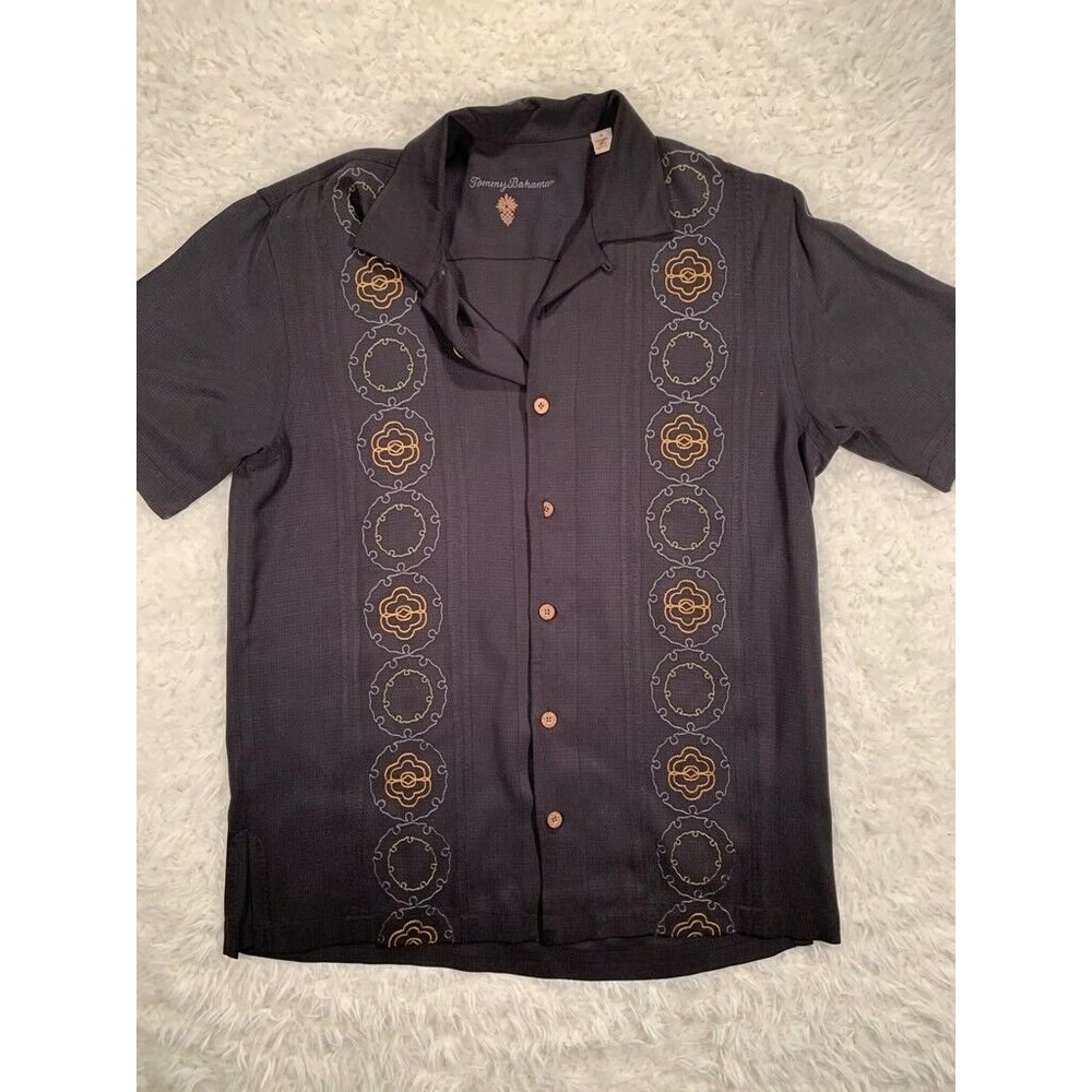 Tommy Bahama Mens Button Front Shirt Black